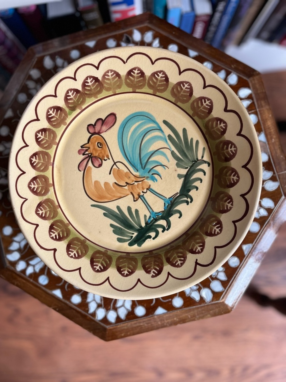 Set of 3 Vintage Lamas Pottery Made in Italy Hand painted Rooster Dinner Plates